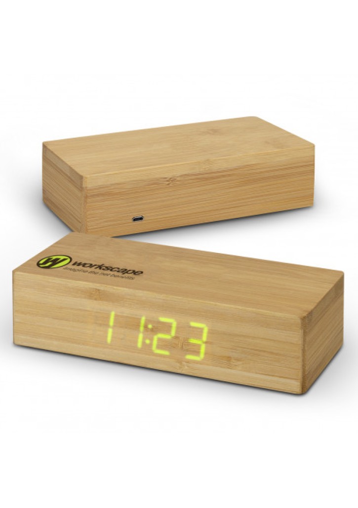Bamboo Wireless Charging Clock