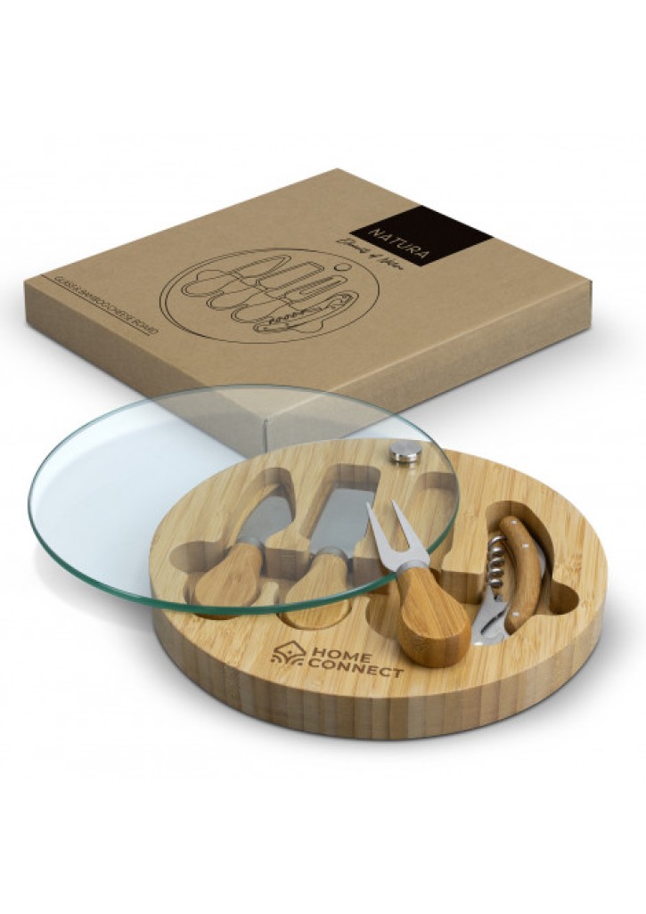 NATURA Glass & Bamboo Cheese Board