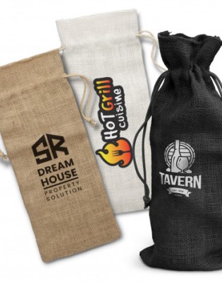 Jute Wine Drawstring Bag