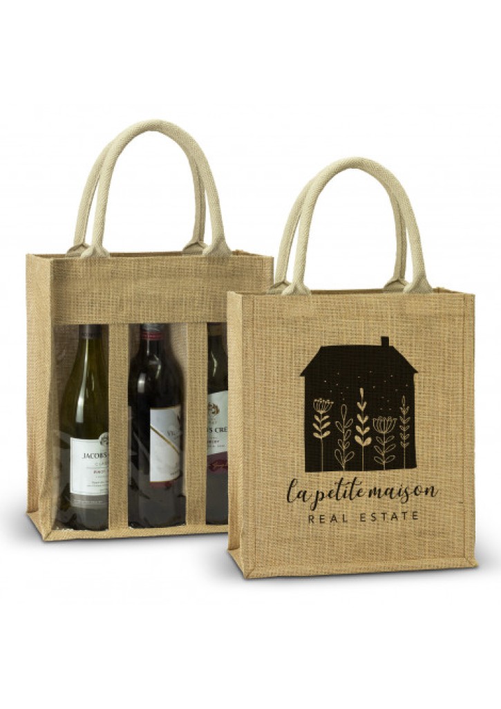 Serena Jute Triple Wine Carrier