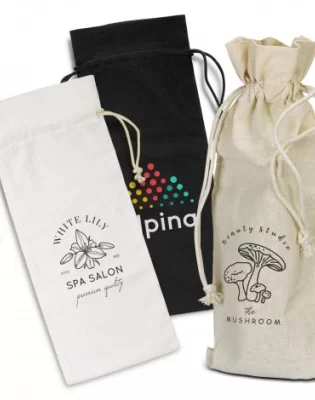 Cotton Wine Drawstring Bag