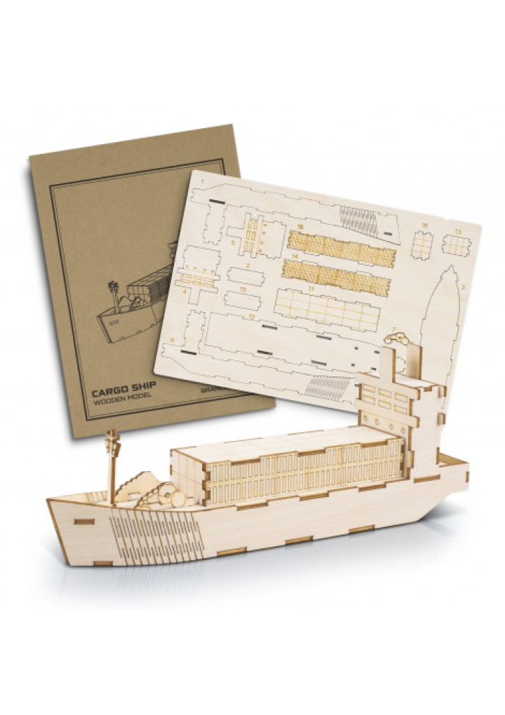 BRANDCRAFT Cargo Ship Wooden Model