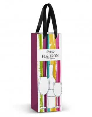 Champagne Ribbon Handle Paper Bag - Full Colour