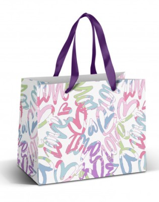 Medium Ribbon Handle Paper Bag - Full Colour