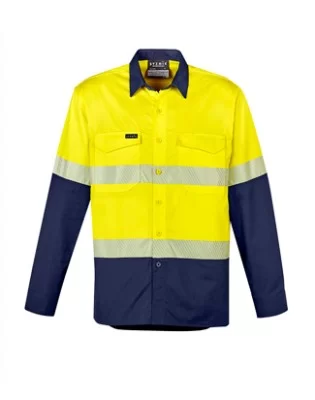 Mens Rugged Cooling Hi Vis Segmented Tape Long Sleeve Shirt