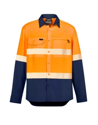 Mens Hi Vis Outdoor Segmented Tape Long Sleeve Shirt